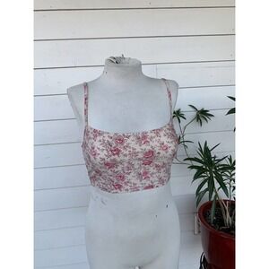 VTG Ralph Lauren Floral Corset Bustier Crop Top Lace Up Push Swim y2k 2000